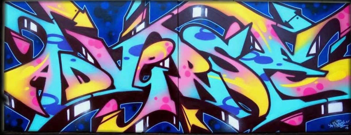 Complete ADVERSE graffiti artwork by SWAZE, birthday commission from 2015